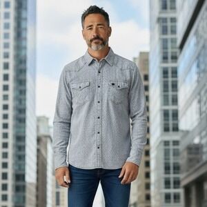 Pop Icon Clothing Mens Grey Textured Western Button Down Shirt XL 520-193WR
